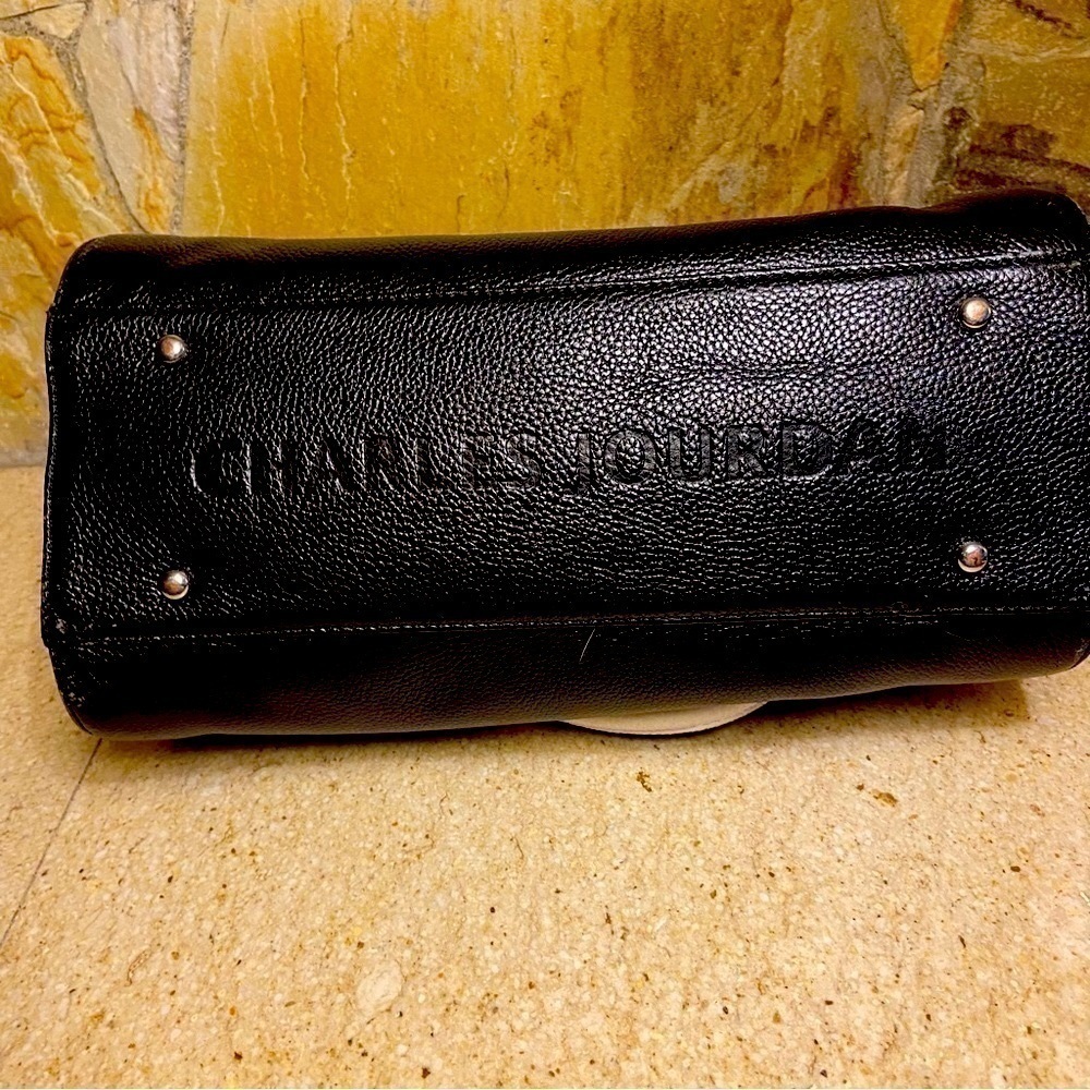 Charles Jourdan leather black and white satchel purse made in France - quality - Picture 4 of 16